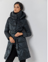 Long green quilted coat with hood - Woman | Roberto Verino