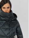 Long green quilted coat with hood - Woman | Roberto Verino