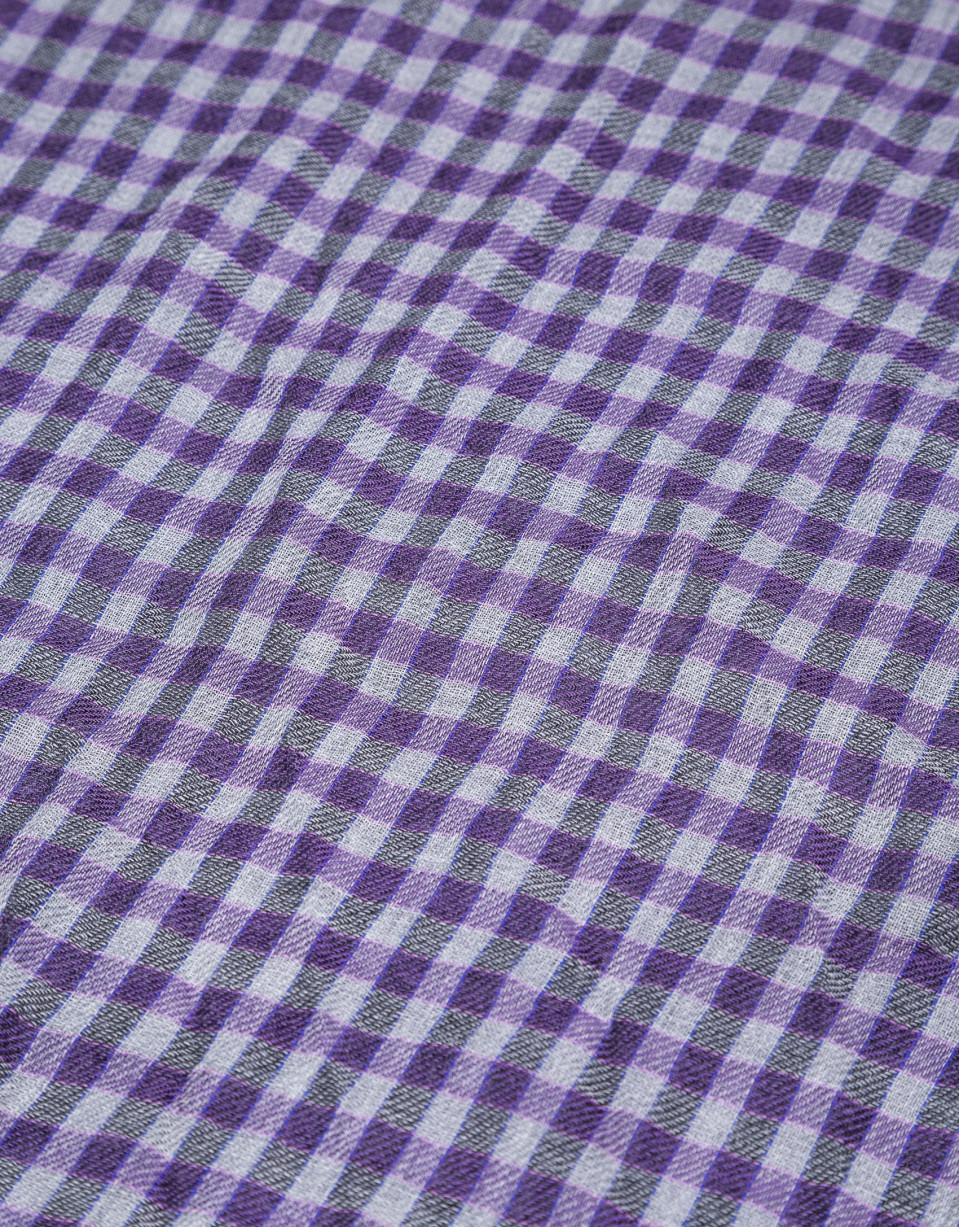 Foulard gris malva cuadros