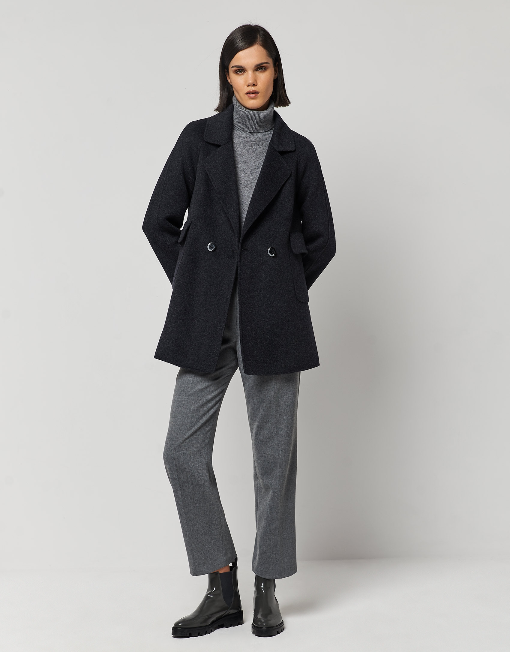 Three-quarter gray cloth jacket - Woman | Roberto Verino