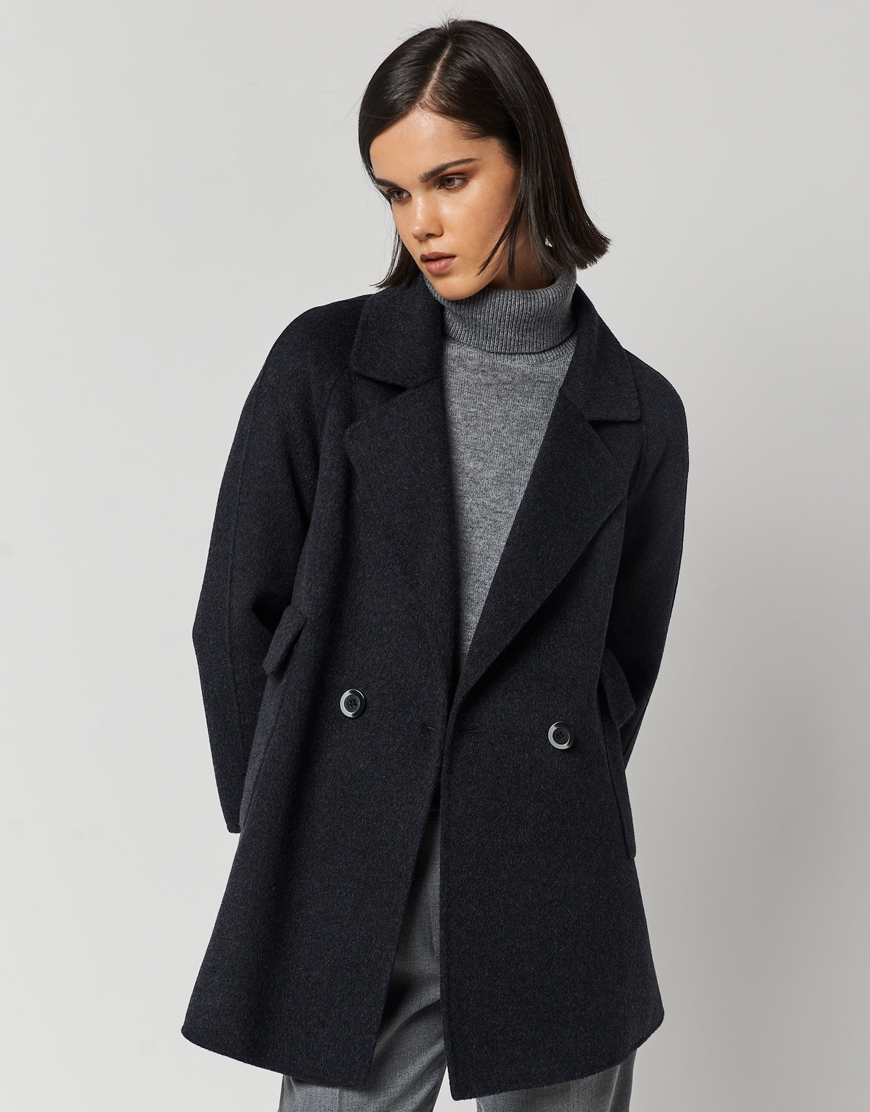 Three-quarter gray cloth jacket - Woman | Roberto Verino