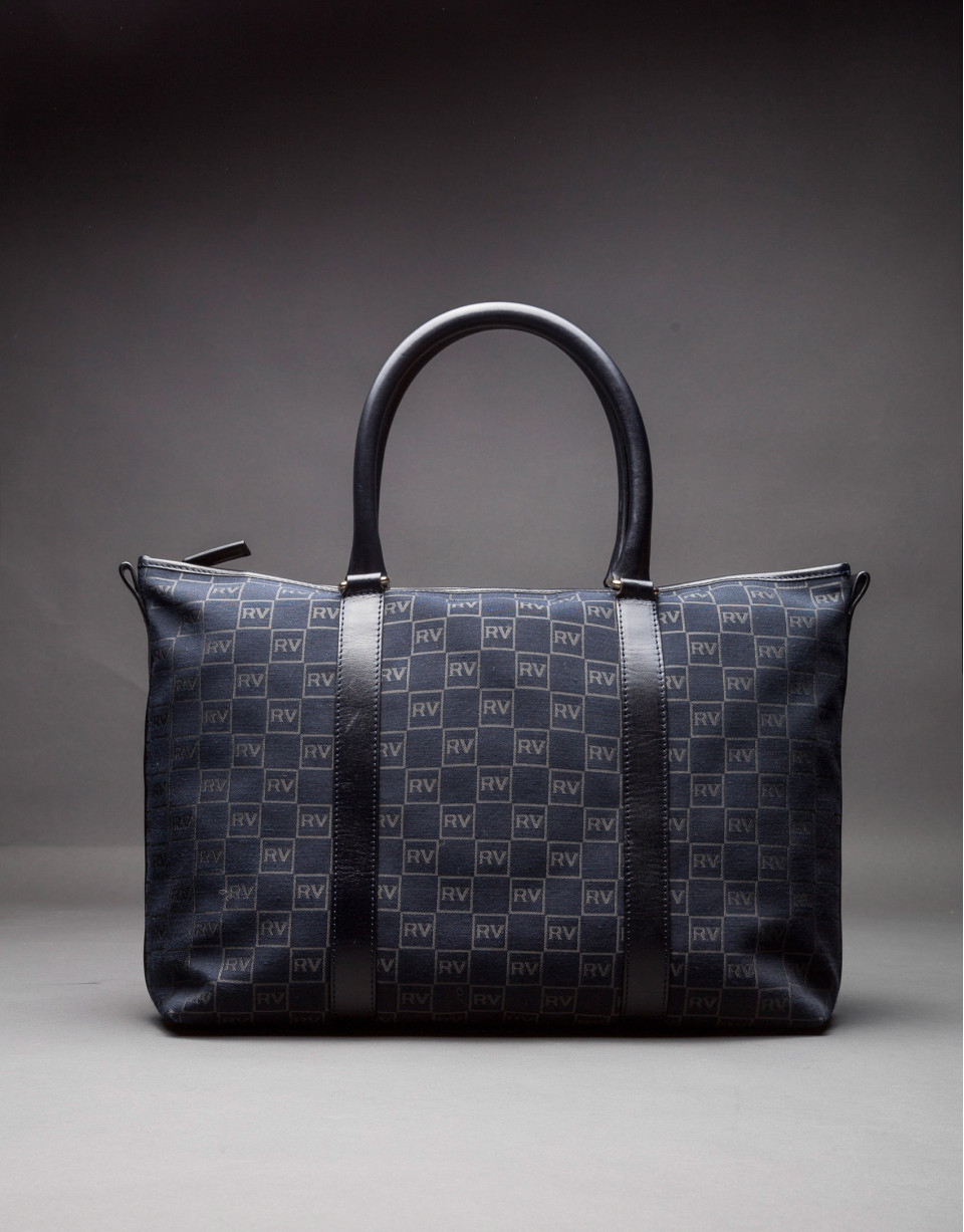 MÓNICA NEGRO: Shopping jacquard logo RV y piel