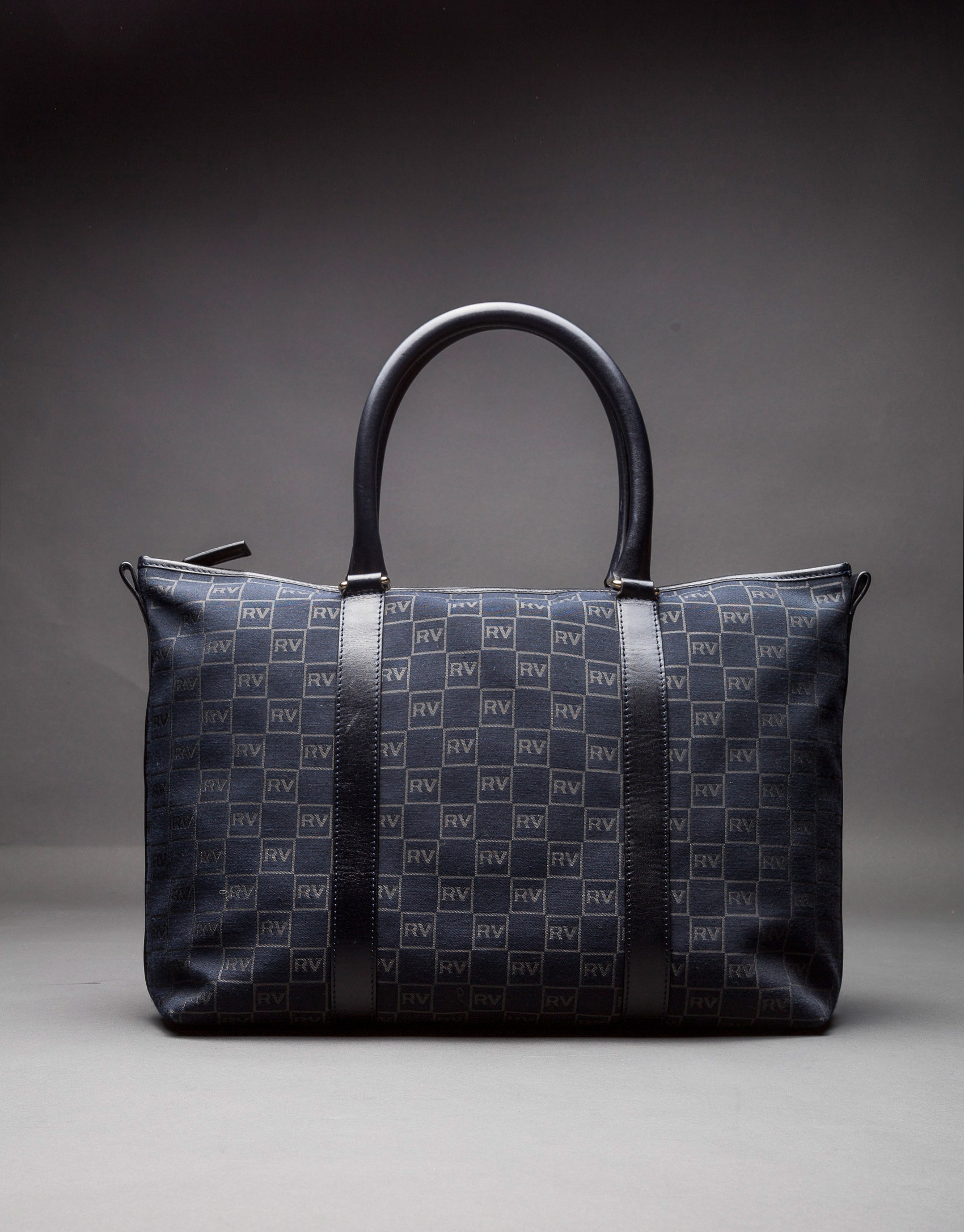 MÓNICA NEGRO: Shopping jacquard logo RV y piel