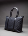 MÓNICA NEGRO: Shopping jacquard logo RV y piel