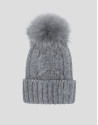 Gray knit cap with herringbone design and ribbing