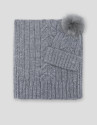 Gray knit cap with herringbone design and ribbing