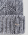 Gray knit cap with herringbone design and ribbing