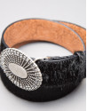 Black leather and fur belt