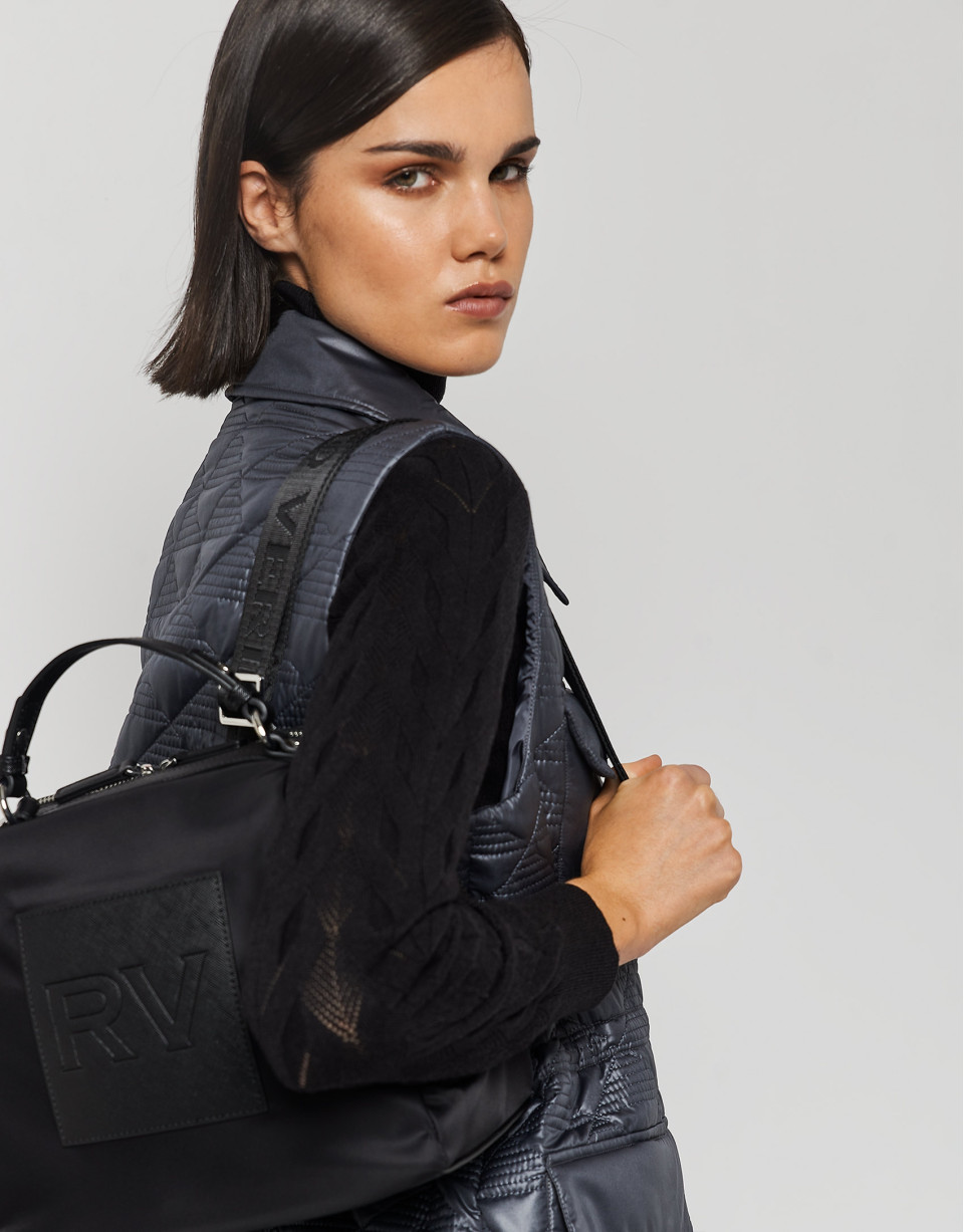Black tech fabric vest with four pockets | Roberto Verino
