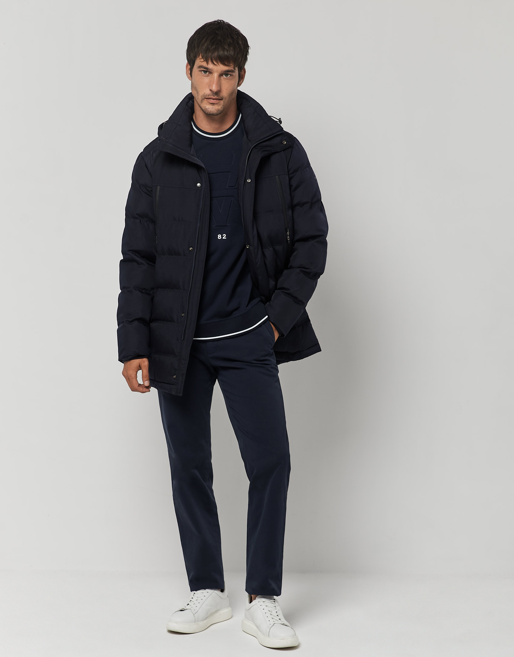 Parka técnica acolchada azul marino