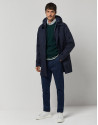 Gabardina técnica azul marino con chaleco acolchado azul