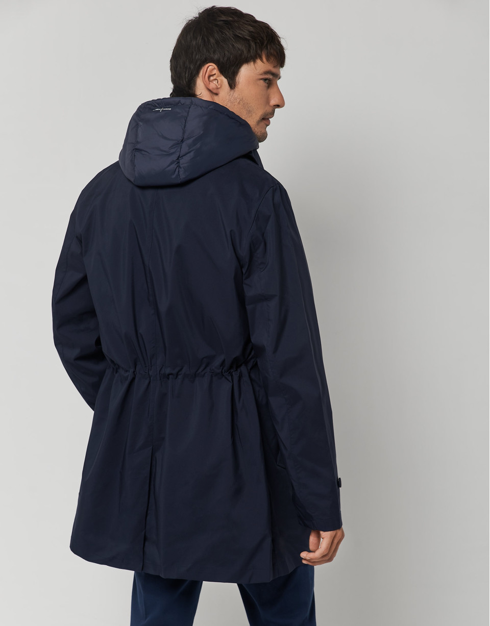 Gabardina técnica azul marino con chaleco acolchado azul