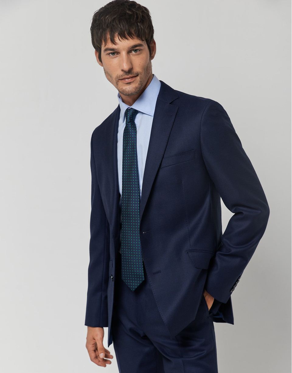 Traje half canvas regular fit estructura panal marino