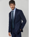 Navy blue honeycomb structured regular fit half canvas suit