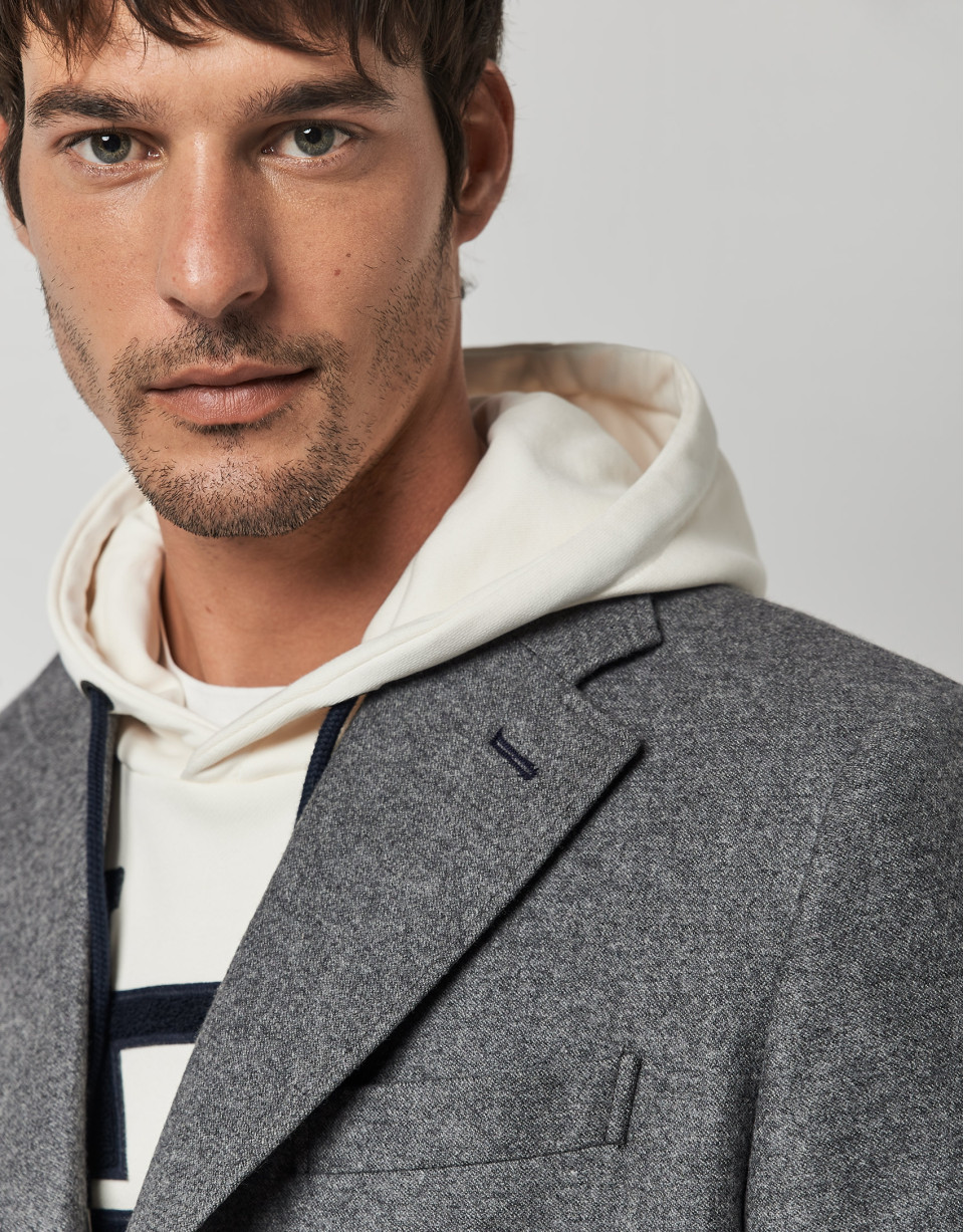 Abrigo cuello solapa lana gris melange
