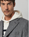 Abrigo cuello solapa lana gris melange
