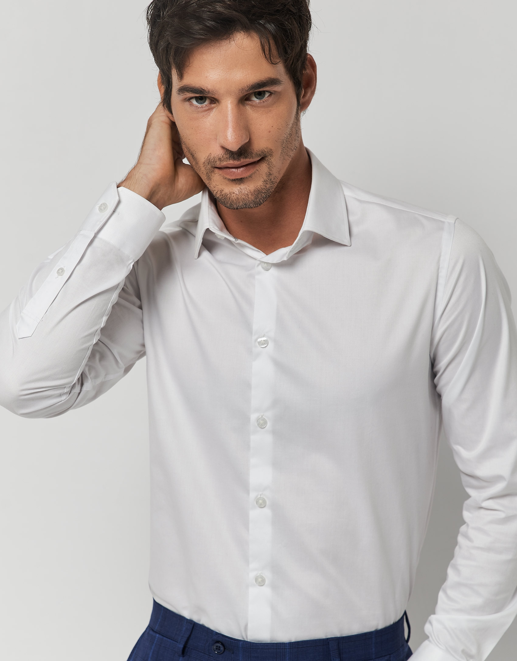 Camisa vestir regular fit sarga blanca