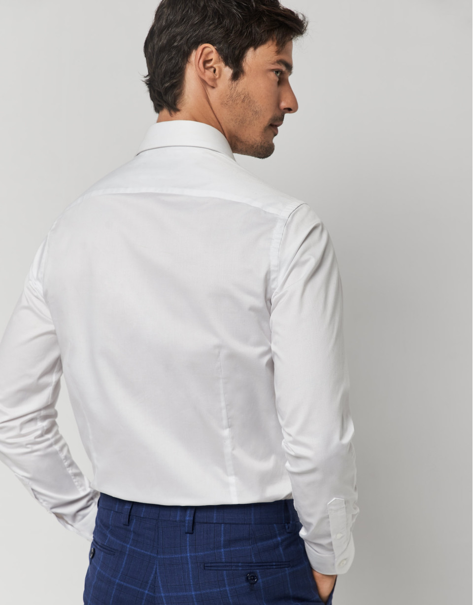 Camisa vestir regular fit sarga blanca
