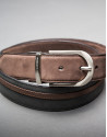 Reversible gray - taupe suede belt
