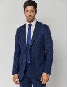Traje half canvas slim fit cuadro azules perfil crudo