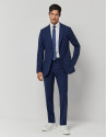 Traje half canvas slim fit cuadro azules perfil crudo
