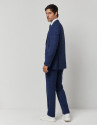 Blue checked with beige stripes slim fit half canvas suit