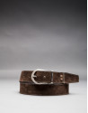 Reversible brown suede belt 