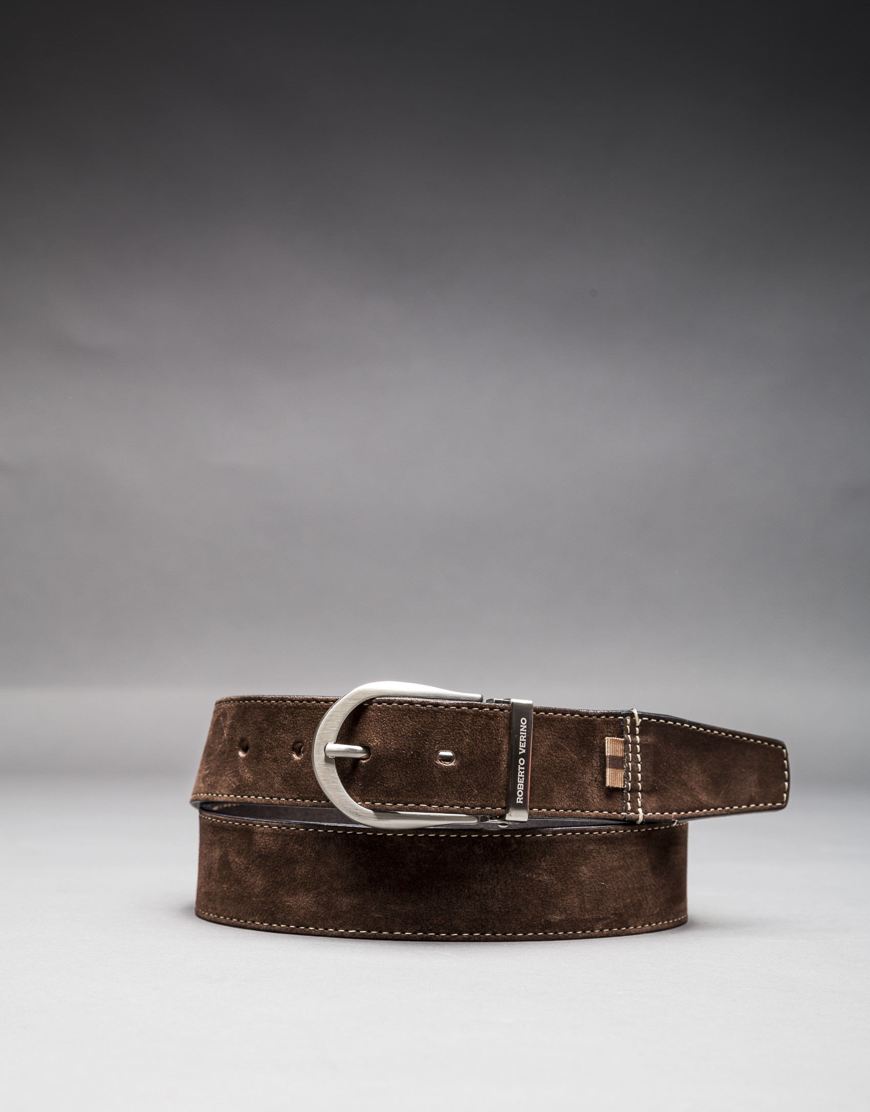 Reversible brown suede belt 