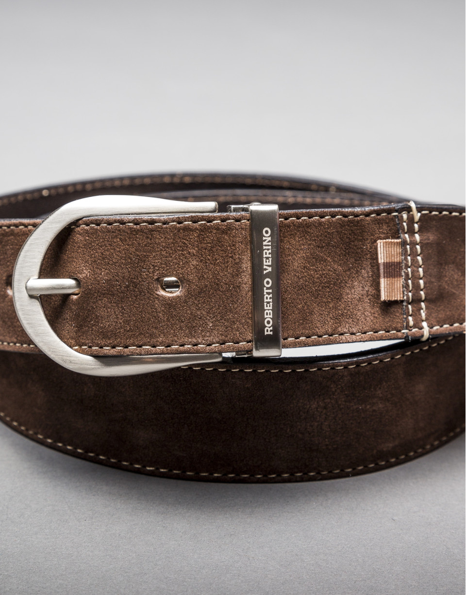 Reversible brown suede belt 