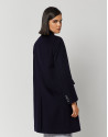 Long black wool double-breasted coat