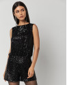 Short black sequined jumpsuit