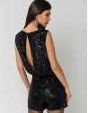 Short black sequined jumpsuit