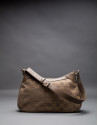Bolso Josefina en jaquard RV  topo con lurex dorado y piel vaqueta 