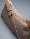 Bolso Josefina en jaquard RV  topo con lurex dorado y piel vaqueta 
