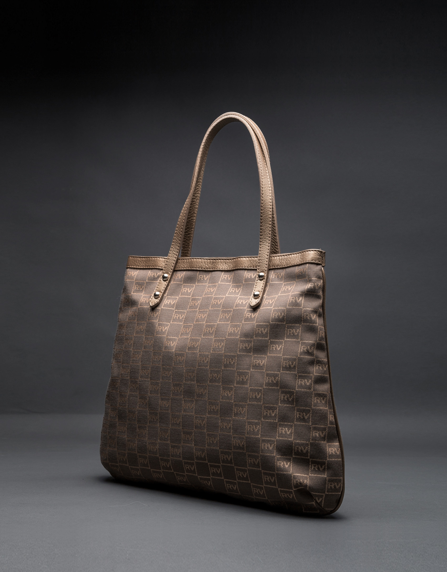 Bolso Birdy en jaquard RV  topo con lurex dorado y piel metalizada