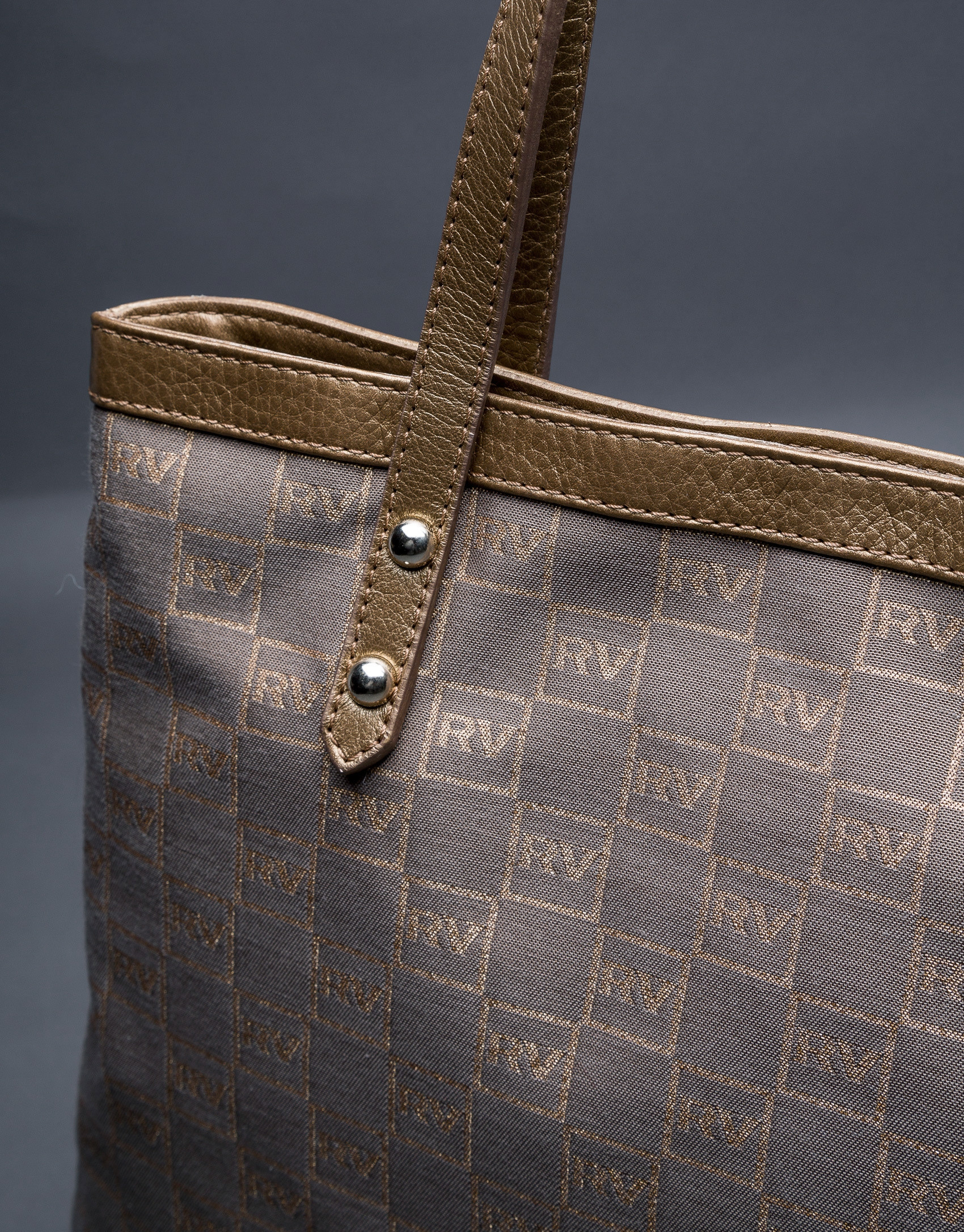 Birdy jacquard bag with RV logo, gilded lurex and metallic leather 