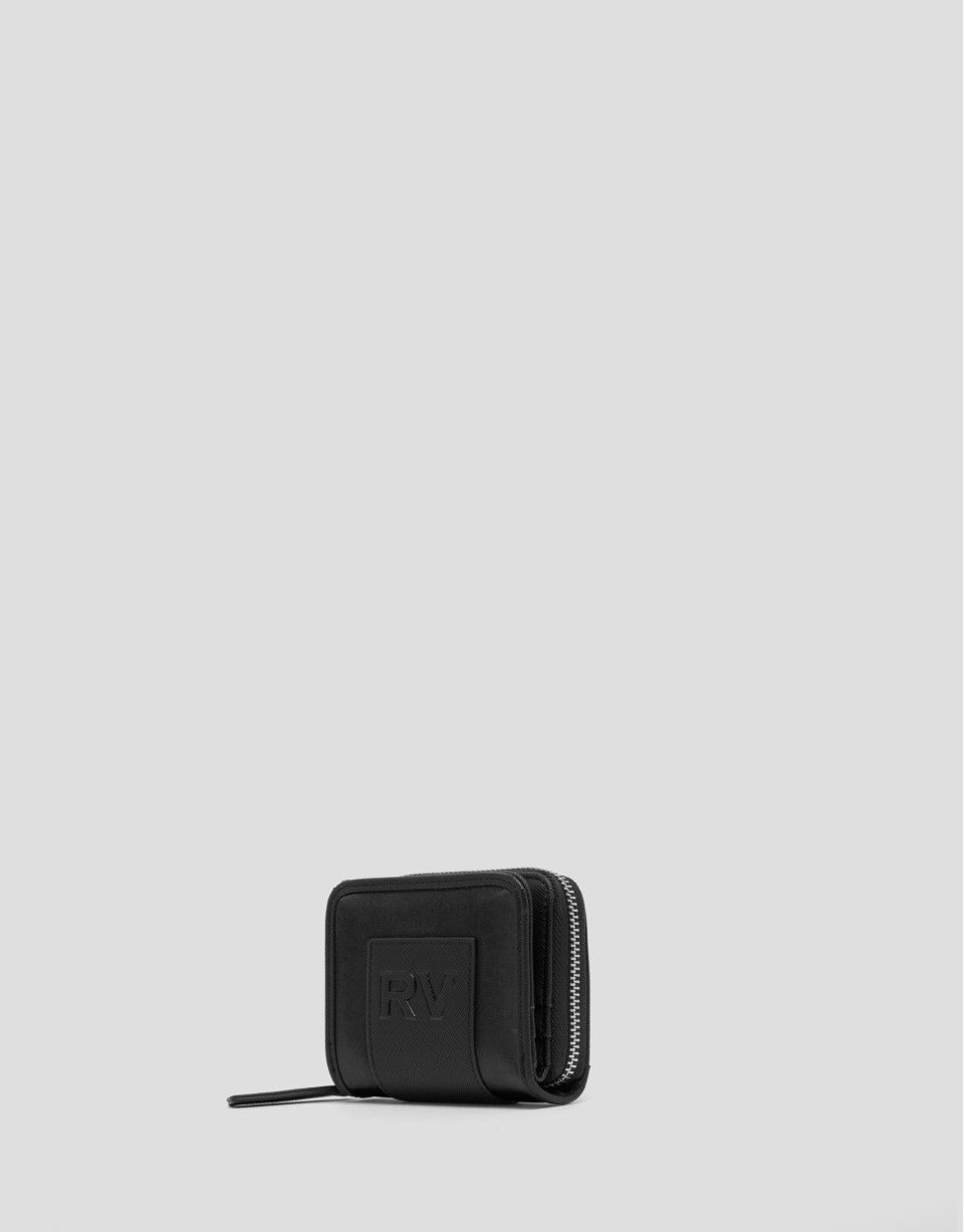 Medium black Dhalia Petal nylon billfold