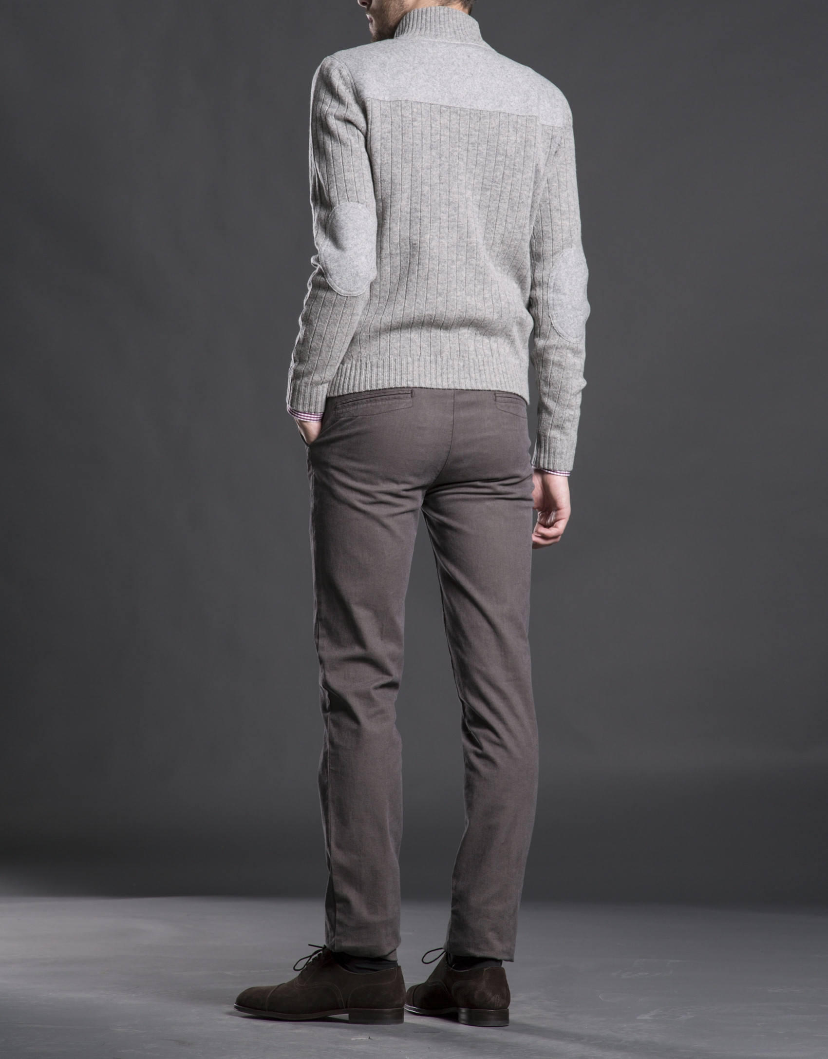 Gray knit yoke jacket