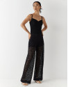 Pantalón ancho encaje negro - Mujer - OI2023 | Roberto Verino