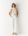 Pantalón ancho 4 bolsillos denim blanco - Mujer | Roberto Verino
