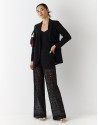 Pantalón ancho encaje negro - Mujer - OI2023 | Roberto Verino