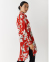 Oversize blouse with red and white floral ... | Roberto Verino