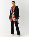 Oversize blouse with red and white floral ... | Roberto Verino