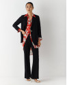 Oversize blouse with red and white floral ... | Roberto Verino