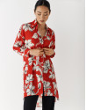 Oversize blouse with red and white floral ... | Roberto Verino