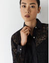 Oversize shirt with long sleeves and black lace | Roberto Verino