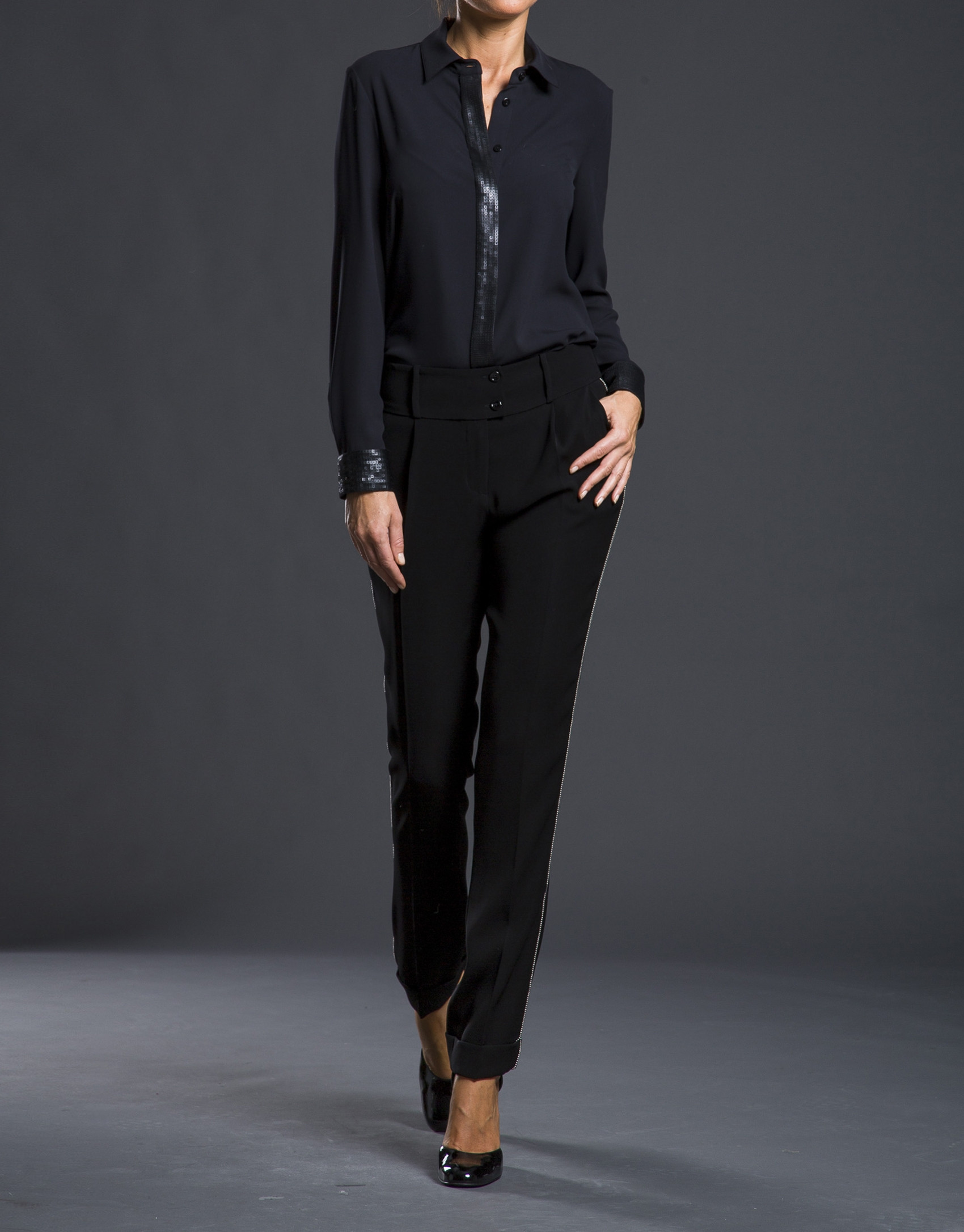 Black sequined shirt 