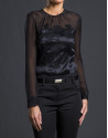 Black satin and lace blouse 