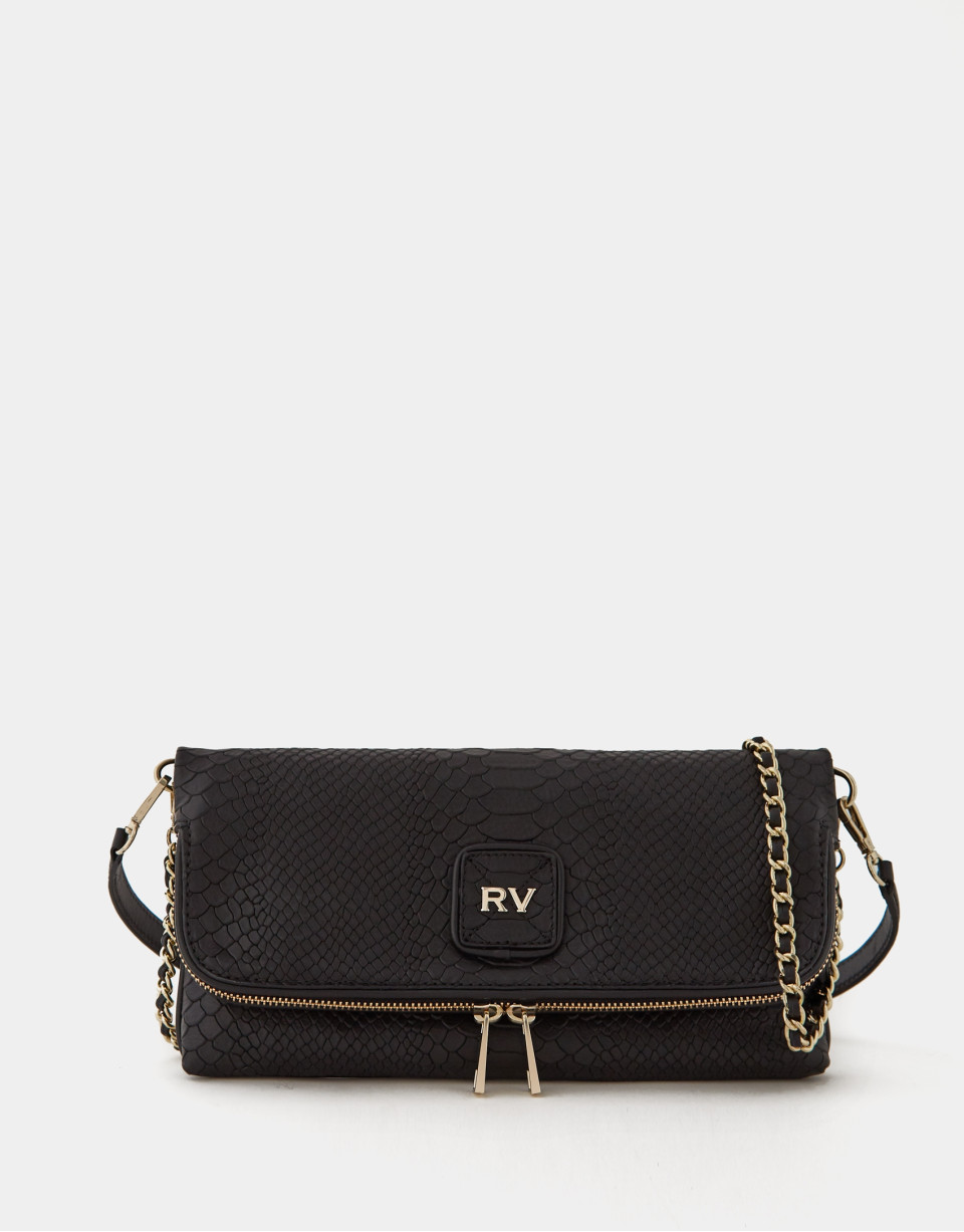 Black Martina embossed snakeskin leather bag | Roberto Verino