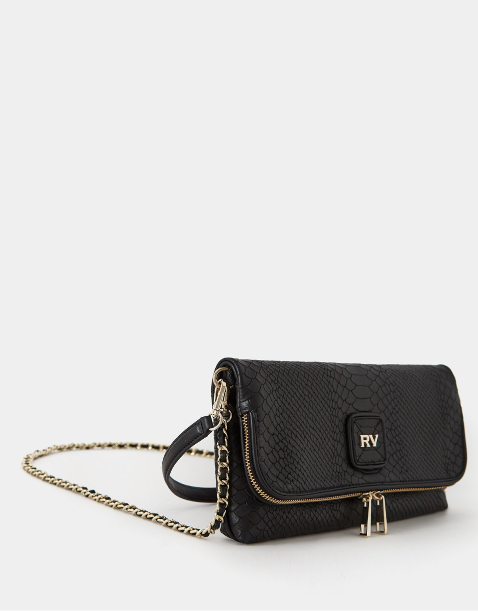 Black Martina embossed snakeskin leather bag | Roberto Verino